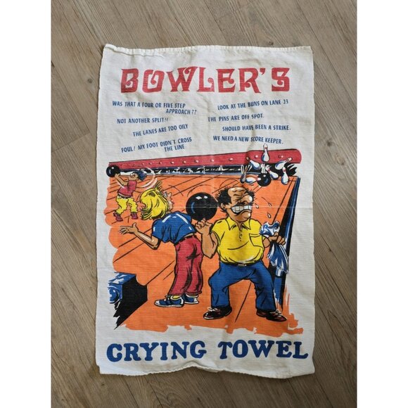 VINTAGE Bowlers Tears Crying Towel Graphics Comical Poland Bowling Textilimpex - Picture 1 of 5